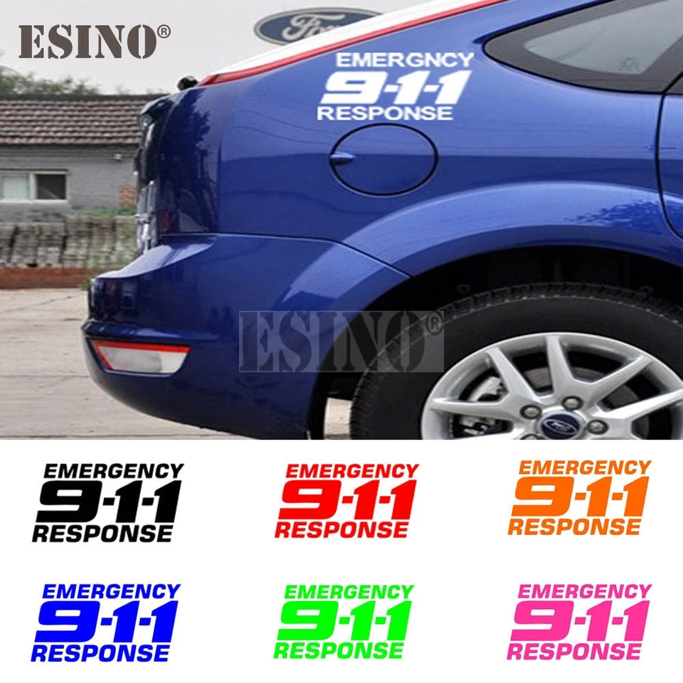 Najnovšie autá Styling Creative Núdzové reakcie 911 Nálepky automobilov pre autá pre Toyota Ford Chevrolet Volkswagen Tesla Kia Lada