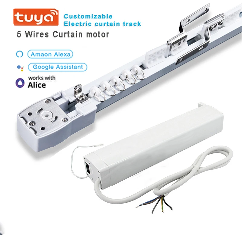 Najnovšie drôty TUYA 5 WIFI WIFI Závesné diaľkové ovládanie Prispôsobiteľné super tiché curtaintrack Automatický systém inteligentný dom