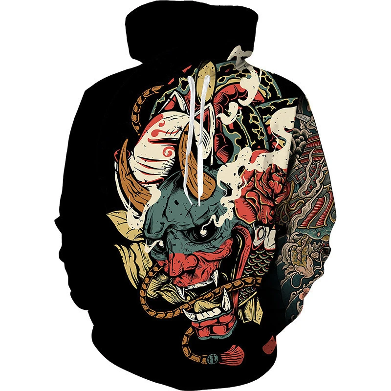 Najnovšie horúce anime 3D mikiny Japonská samurajská mikina muži a ženy móda čierny pullover Autumn a jarné pánske oblečenie