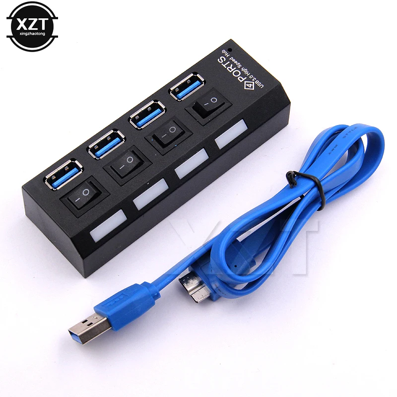 Najnovšie MINI USB 3,0 HUB 4 porty 5 GBPS HIGH CHIP USB USB HUB s prepínačom spínačom USB Splitter Adapter Cable pre PC laptop