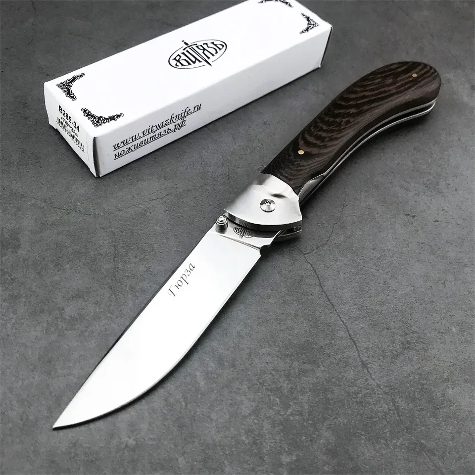 Najnovšie ruské štýly Flipper skladací vreckový nôž 440C Blade Wood Rukoväť EDC Outdoor Survival Nože