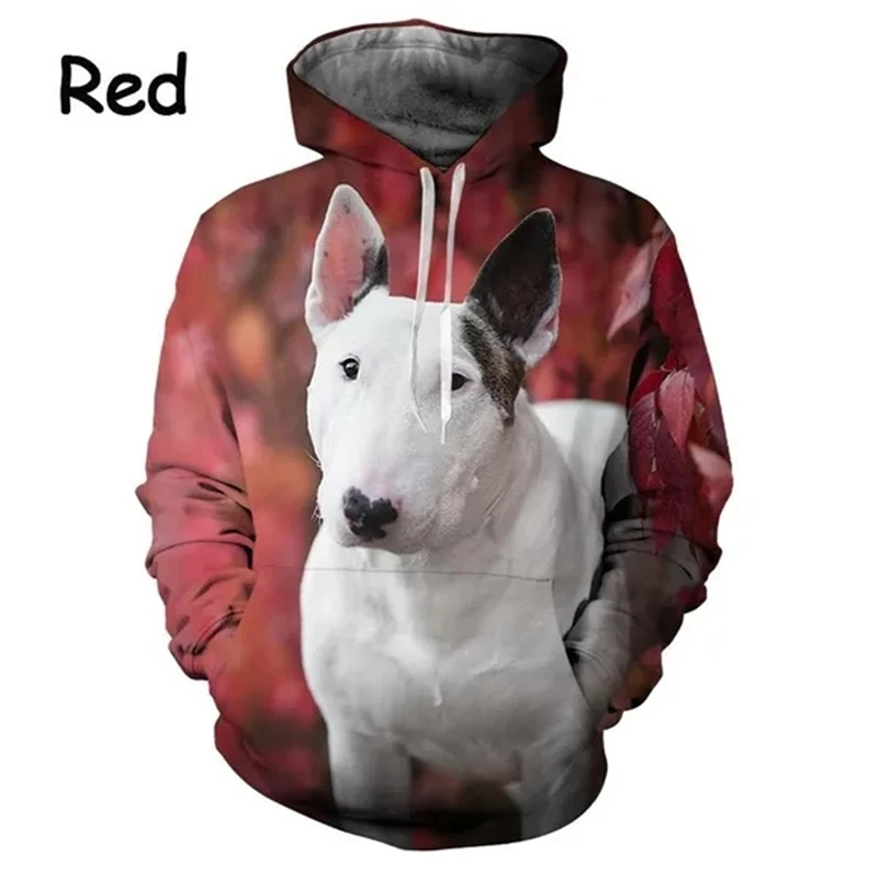 Najnovší Bull Terrier 3D Graphic Hoodie Animal Dog Dlhý rukáv mikina padá Nový vrchol s kapucňou vysokokvalitný kapucňu