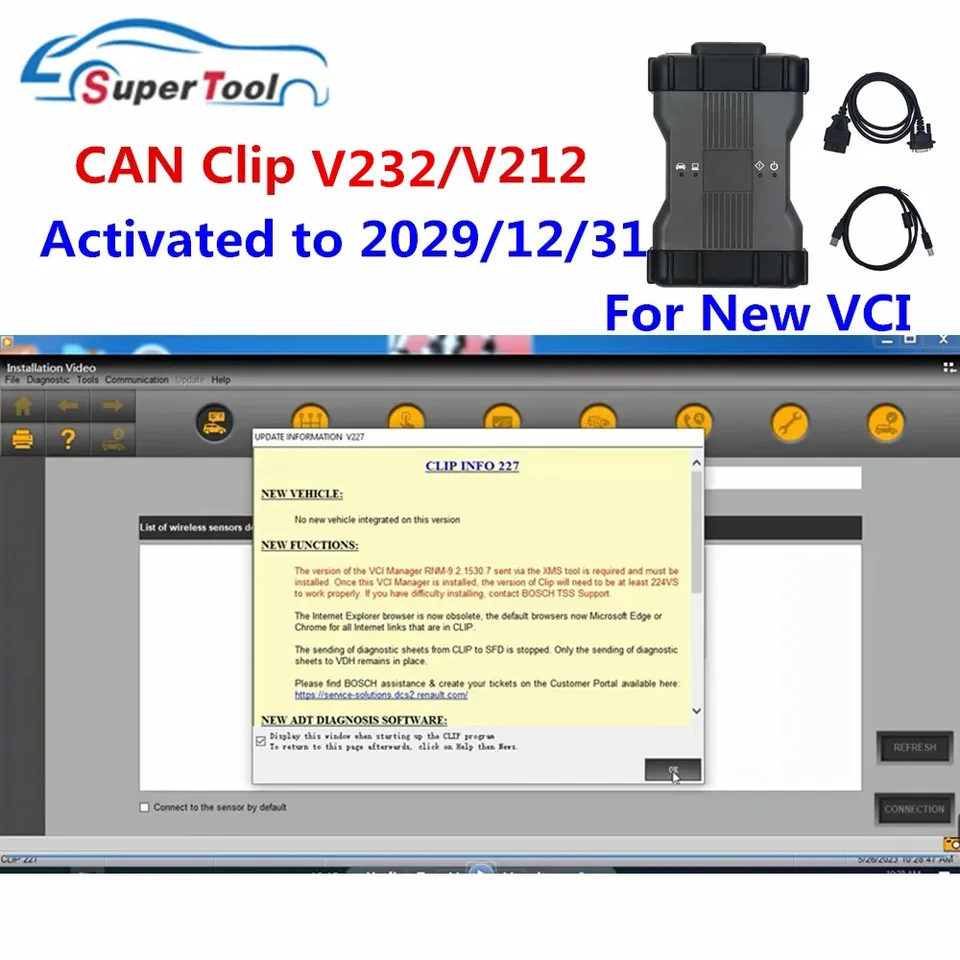 Najnovší Can Clip V229 V227 pre Renault OBD2 Diagnostický softvér môže klipovať V225+Regrog V191+PIN Extractor V2 Aktualizované údaje na 2023