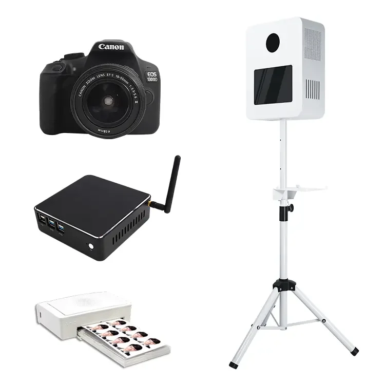 Najnovší DSLR Photobooth Machine prenosný selfie fotoaparát foto stánok kiosk statív tlačiareň voliteľná na svadobnú vianočnú párty