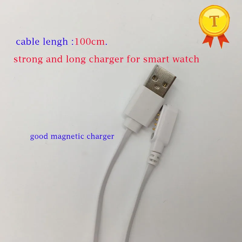 Najnovší inteligentný telefón hodinky 100 cm dlhé nabíjanie 4pin nabíjačky Strong Charger Cable pre KW88 KW99 KW06 KW98 T88 Q750 KW18 H7 H8