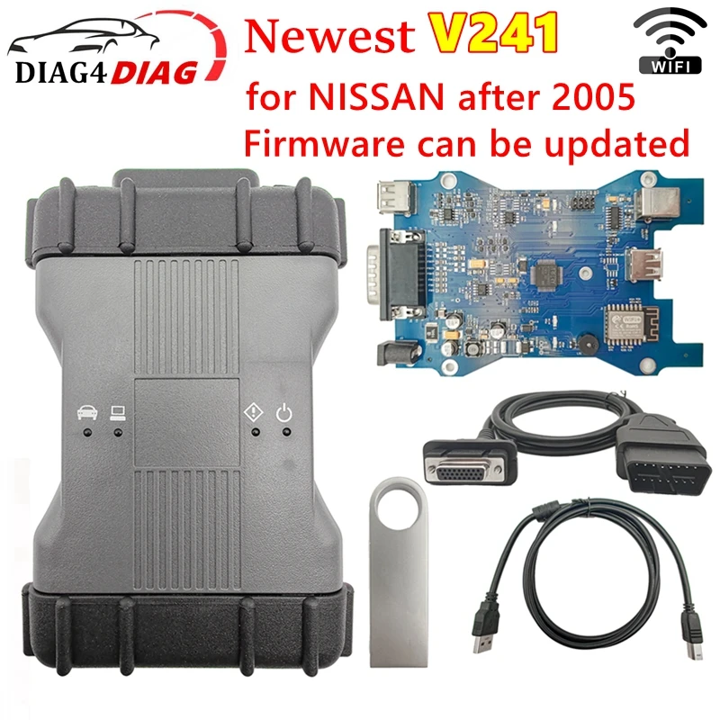 Najnovší pre Nissan VCI WiFi OBD2 Immobilizer Key Programming V241 OBD2 Diagnostický nástroj s Consult III Plus
