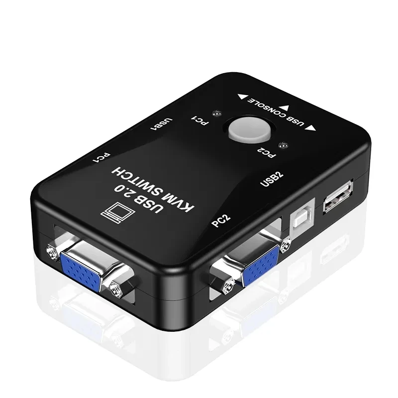 Najnovší prepínač USB KVM prepínač 2 port VGA Switch Box Box USB 2.0 Klávesnica myši 1920*1440 Profesionálny video prepínač HOT PREDAJ