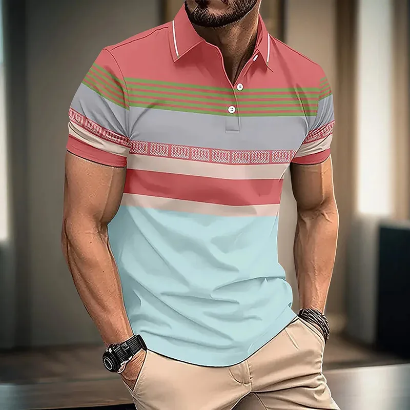 Najpredávanejšie pánske pánske pólové tričko 3D Pánske tričko Cast Street Street Street Golf Pánske topy