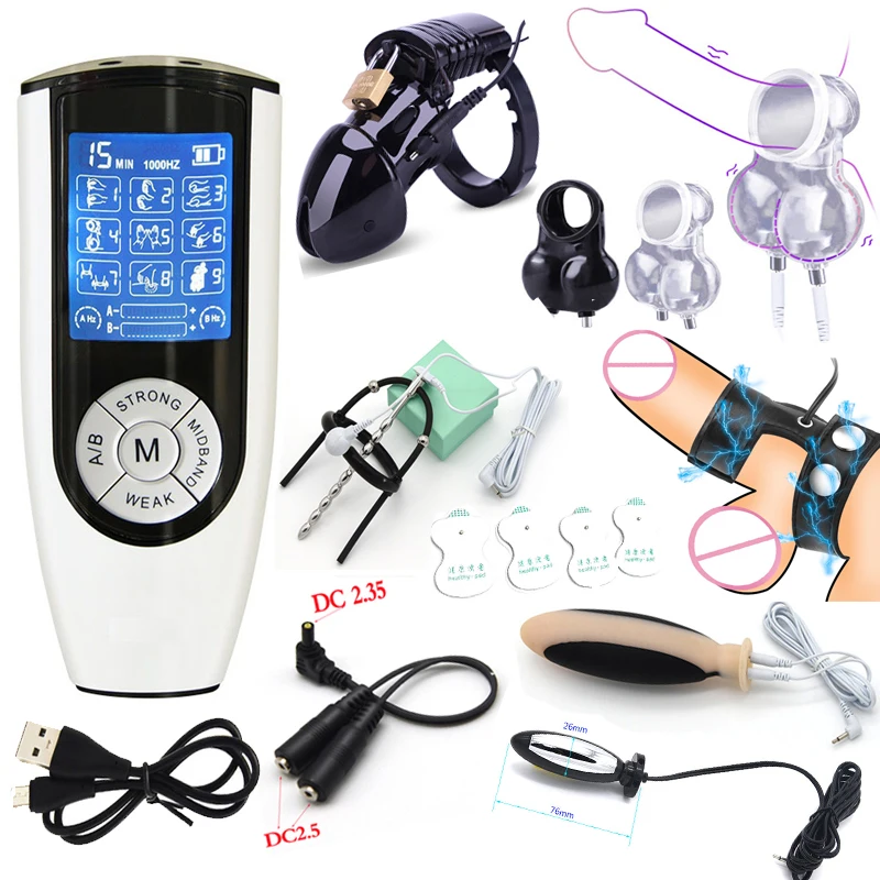 Najsilnejší BDSM Power Box, elektro šokový impulzový pulz plutt plutch Masturbdator Electric Stimulujte penis plug ring, sexuálny nástroj pre mužov