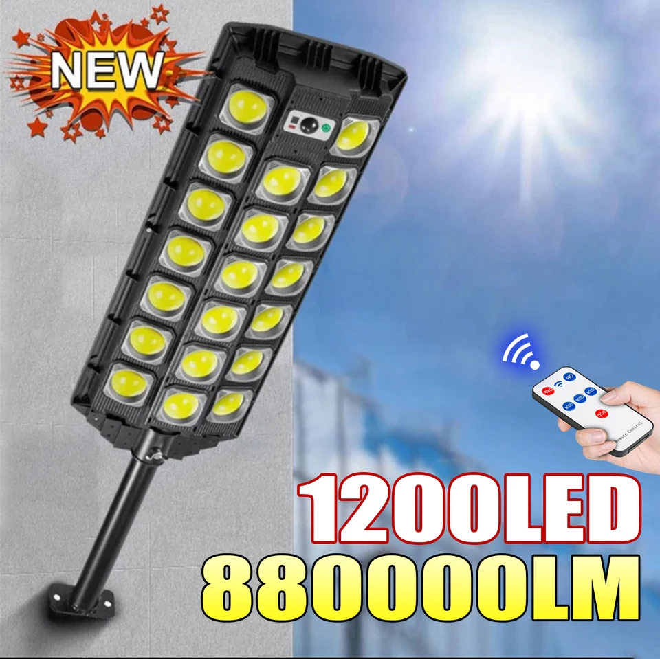 Najvýkonnejšia LED solárne svetlo Super svetlé bodové svetlo vonkajšieho pohybu Sensor Street Lamp 880000LM High -Power Solar Lamp pre záhradu