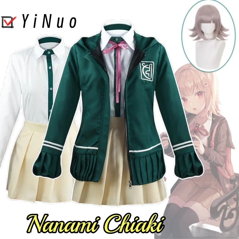Nanami Chiaki Anime Game Nanami Chiaki Cosplay Cossplay Coustume Cloth WiG Wig Uniform Cosplay Super High School Gamers Gamers Halloween
