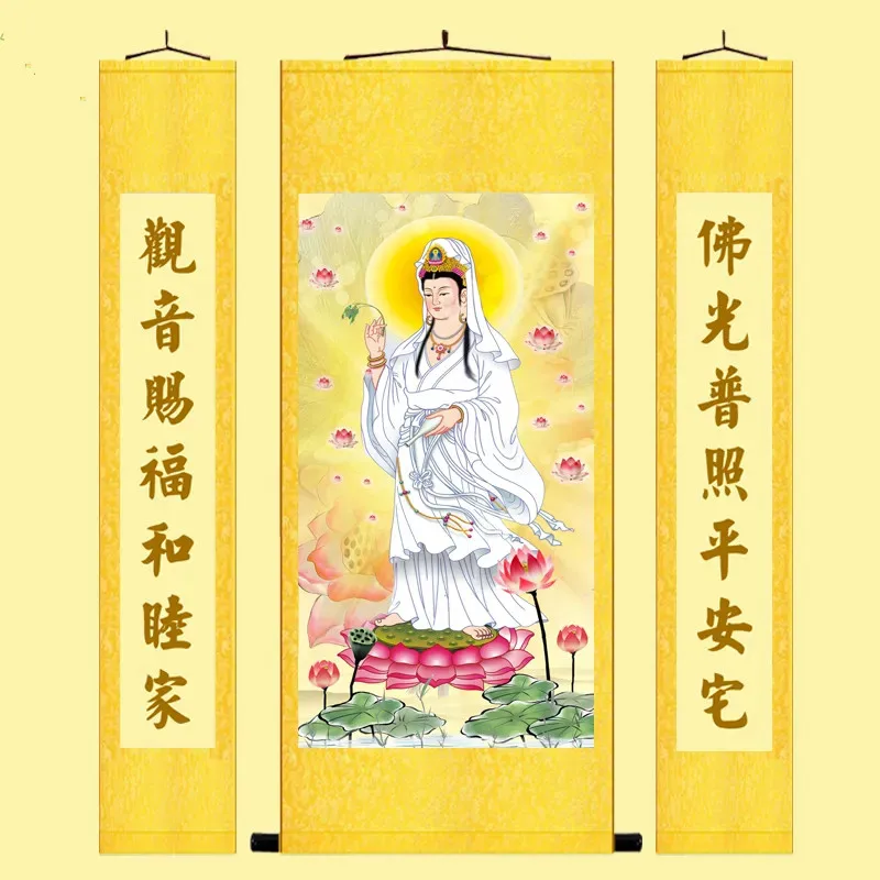Nanhai Guanyin Bodhisattva Nanhai Guanyin Bodhisattva Závesné budhistické sochy v luxusnej maľbe budhistickej dekorácie chrámu