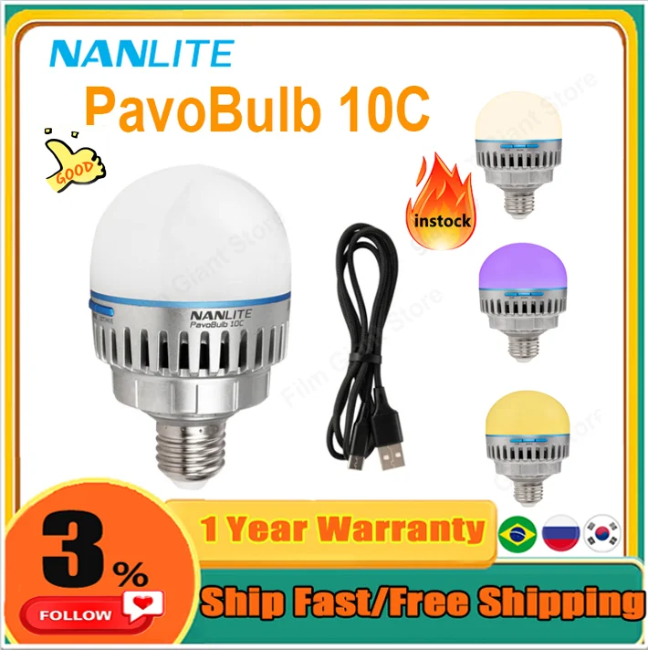 Nanlite Pavobulb 10c RGB LED fotografovanie Fotografie Fotografovanie žiarovky Farba Light Creative Shooting Atmosféra Prenosná Nanguang Vs B7C
