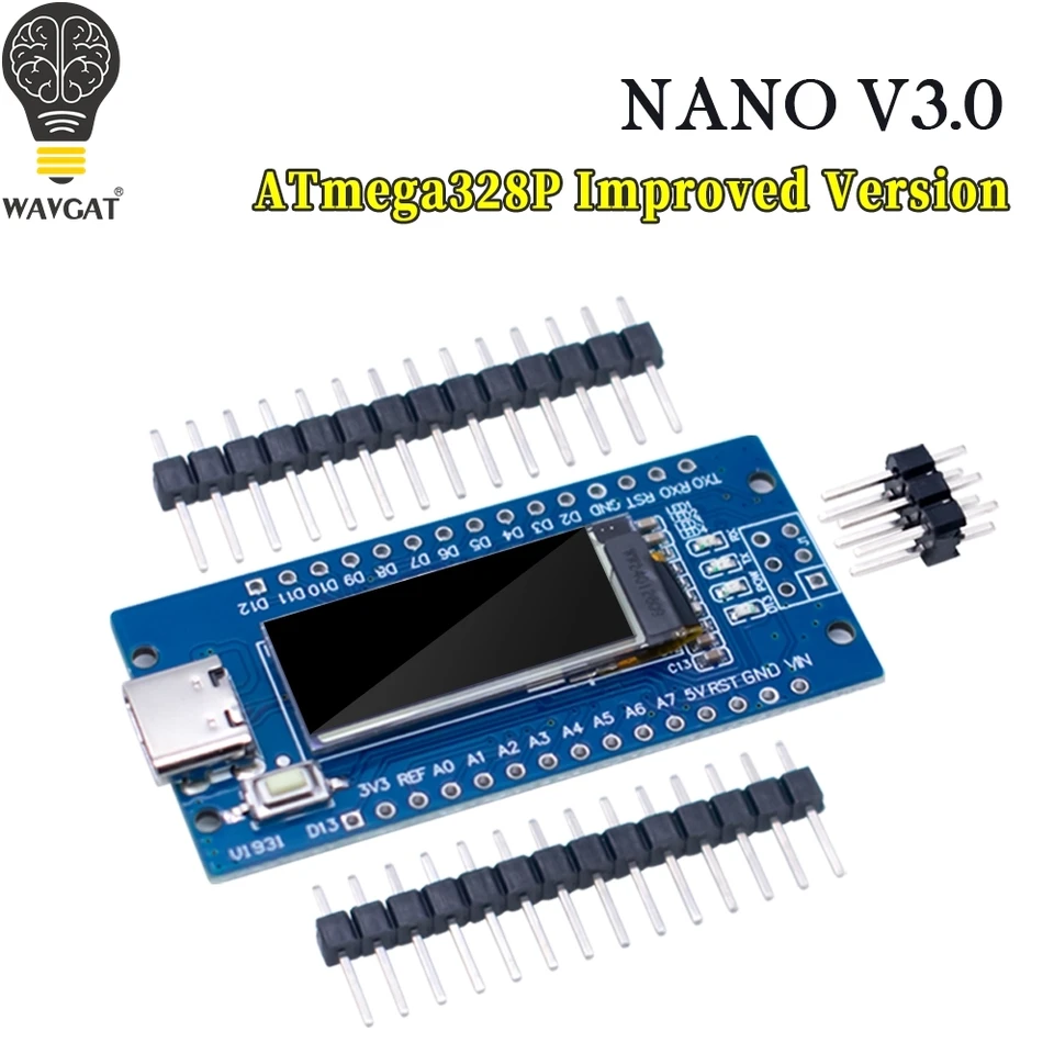 Nano v3.0 Atmega328p Vylepšený modul CH340C s vstavanou v obrazovke OLED 0,91 palca OLED