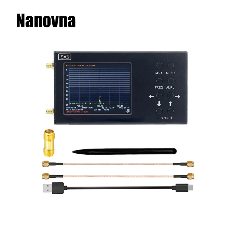 Nanovna SA6 6GHZ 35-6200 MHz Analyzer Generátor signálu Poskytovanie PC Softvéru Meranie rádiových signálov Kompas