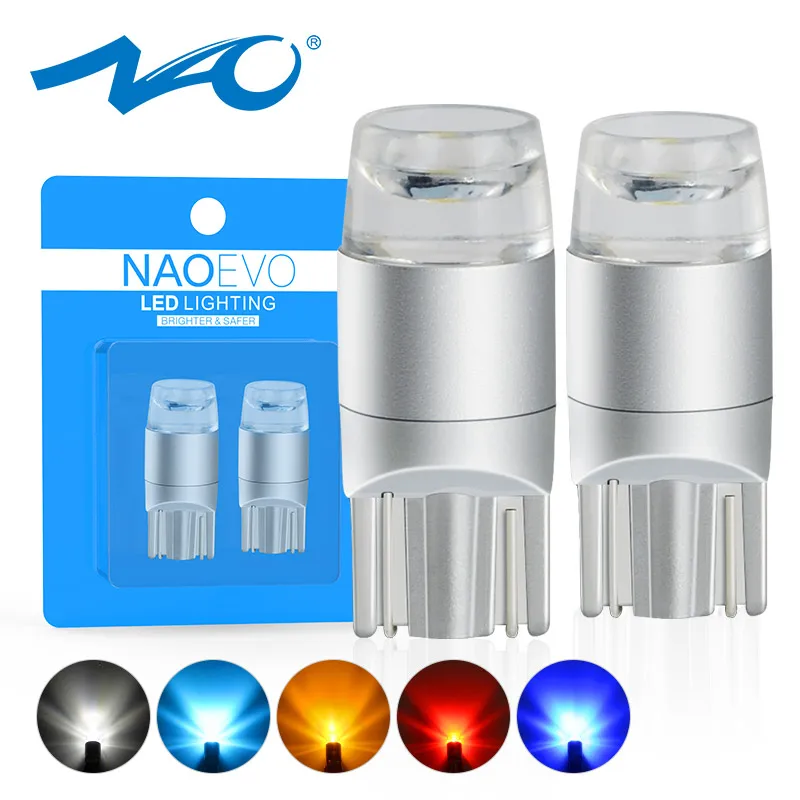 Nao T10 LED žiarovka W5W LED CAR DRL 3030 SMD 5W5 194 168 COB ELEBORE SVETLI ČÍTANIE Vnútorná automatická lampa 12V 6000K biela žltá červená