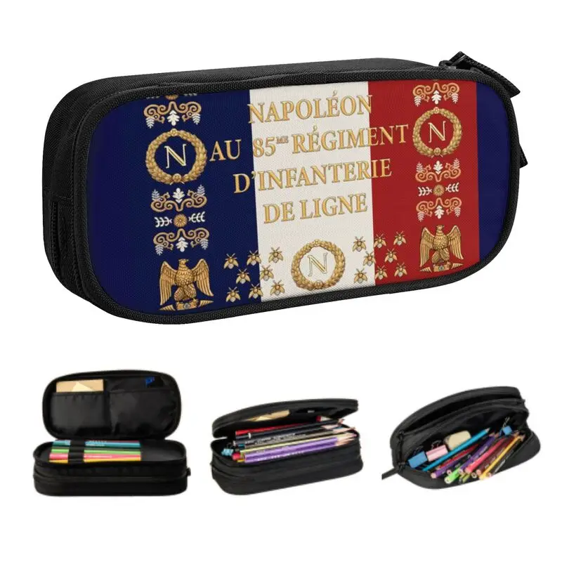 Napoleonic francúzsky 85. plukovú vlajku remastered ceruzka pre chlapca dievča veľké skladovacie pero vrecko Školské príslušenstvo