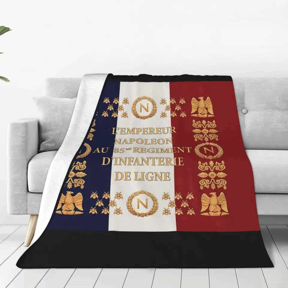 Napoleonské francúzske 85. plukové vlajkové prikrývky Flanel Multifunkcia pohovky Hádzanie prikrývok na gauč cestovné hody Bedspread