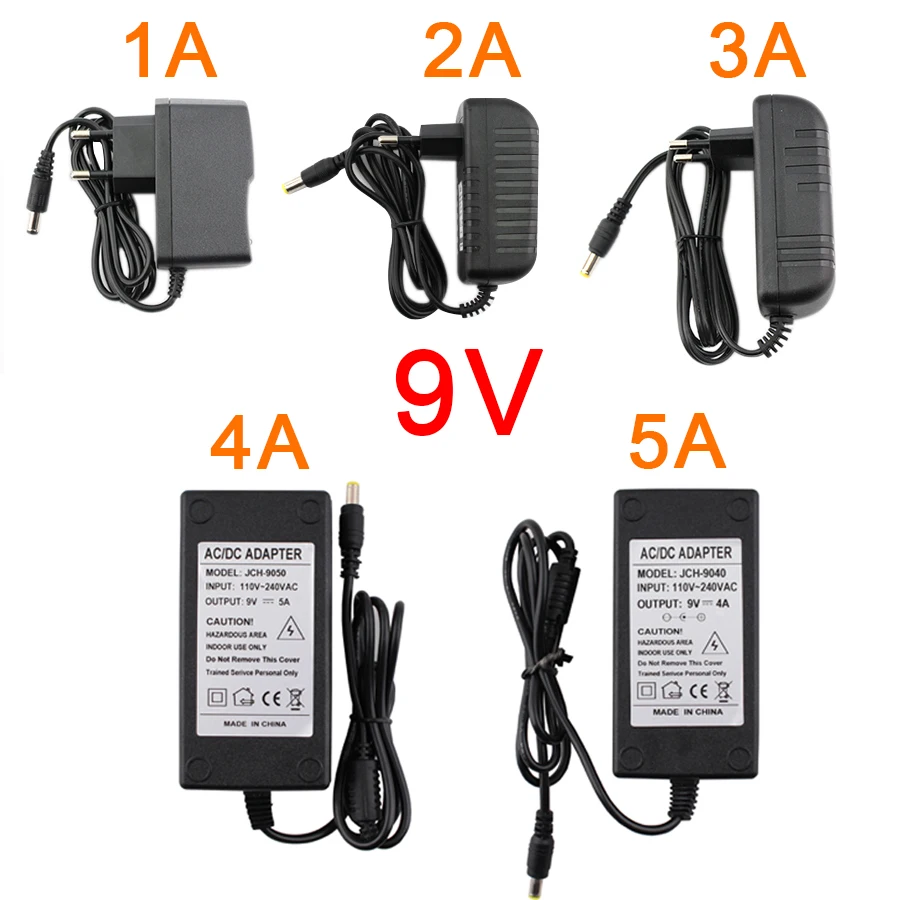 Napájací zdroj DC 9V DC Source LED transformátor 220V 9 Volt univerzálny adaptér 9v 3a 1a 2a 4a 5a regulátor napätia pre CCTV svetlo