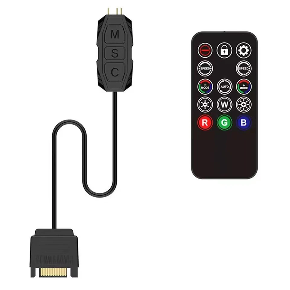 Napájací zdroj SATA 5V 3PIN AURA RGB ARGB ARGB CONNATION Pamäť Svetlo Svetlo Svetlo Diaľkové ovládanie pre počítač PC WS2812B LED Stripe ventilátor
