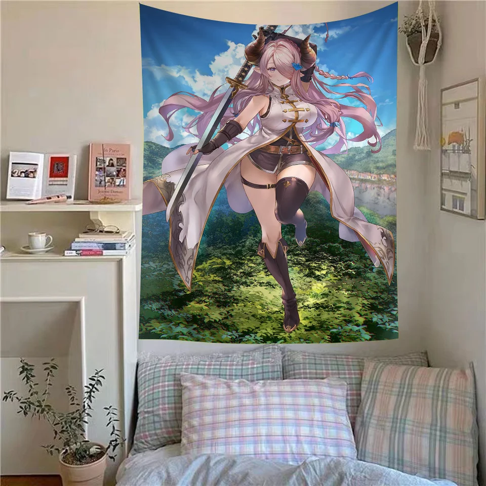 Narmaya mao gbf granblue fantasy hra karikatúra tapiséria hippie kvetinové nástenné koberce koberce