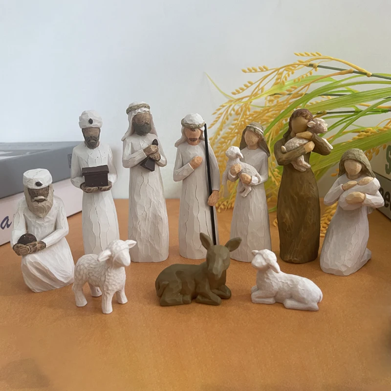 Narodenie figuríny 10 kusov set betlehem vyrezávané ručne maľované betlehem