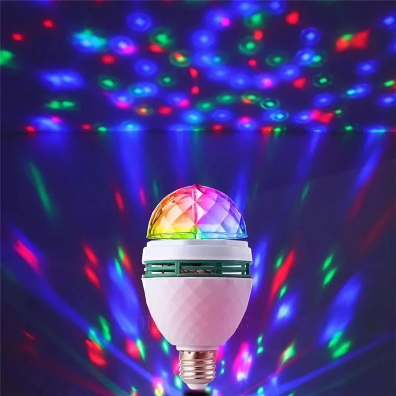 Narodeninová oslava E27 Farebné automatické otáčanie RGB LED etapa Light Effect Disco Lamp Crystal Magic Ball Club Žiarovka DJ AC 85-265V