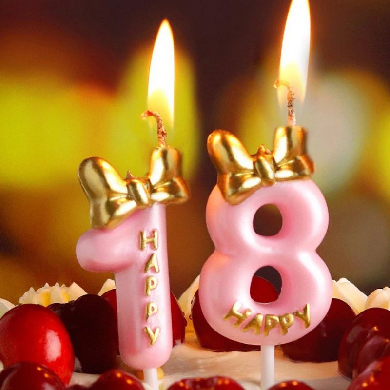 Narodeninová torta topper bowknot number sviečka všetko najlepšie k narodeninám zlatý luk oslava, ktorá si praje svadobné sviečky valivé valentína