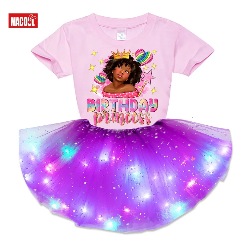 Narodeniny princezná outfit Girls Birthday Tutu šaty set narodeninové oslavy košele dievčatá deti čierna princezná americké detské obleky súpravy