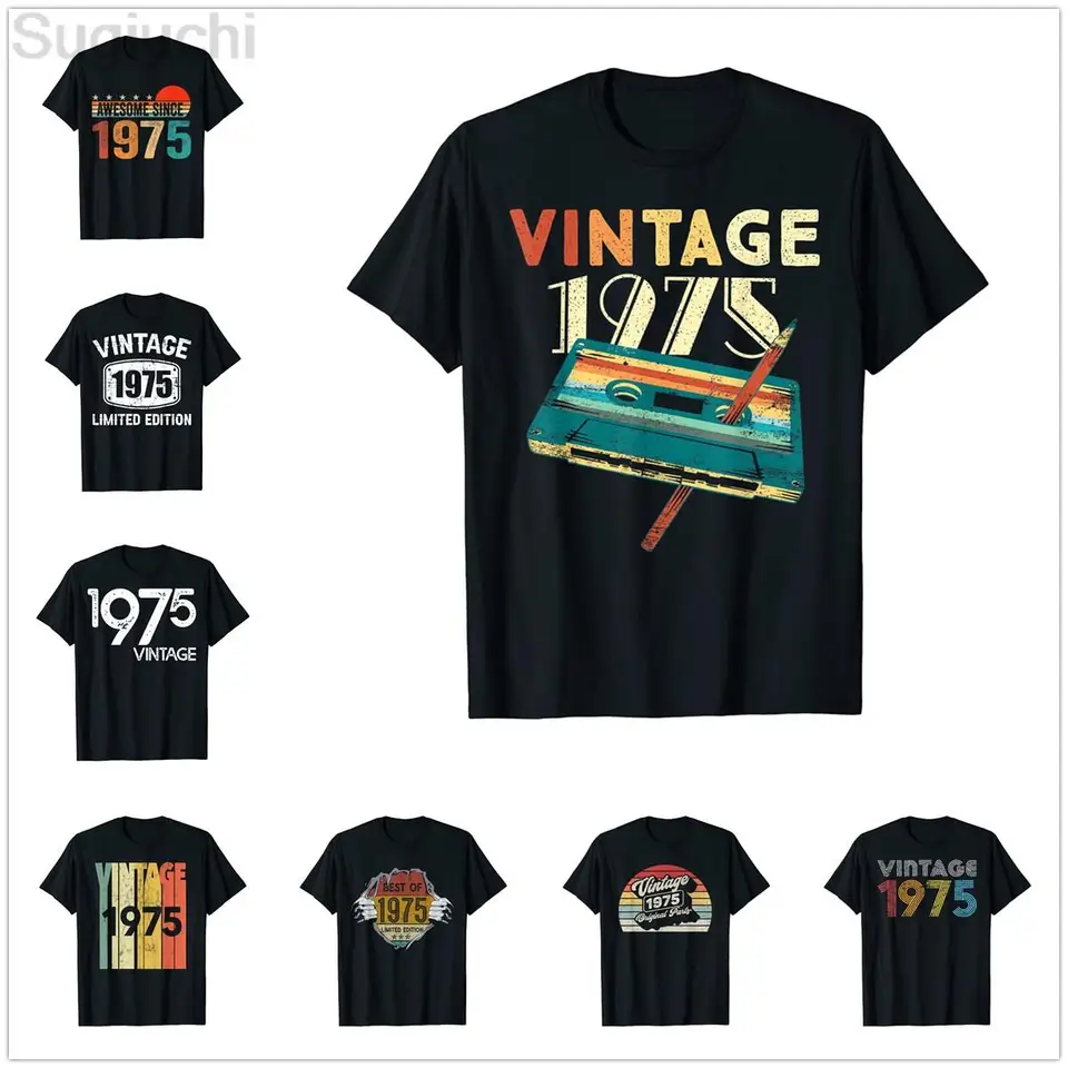 Narodeniny vintage legendy narodené v roku 1975 47-ročné tričko 100% bavlnené tričká Men ženy unisex tričká Tops Tops