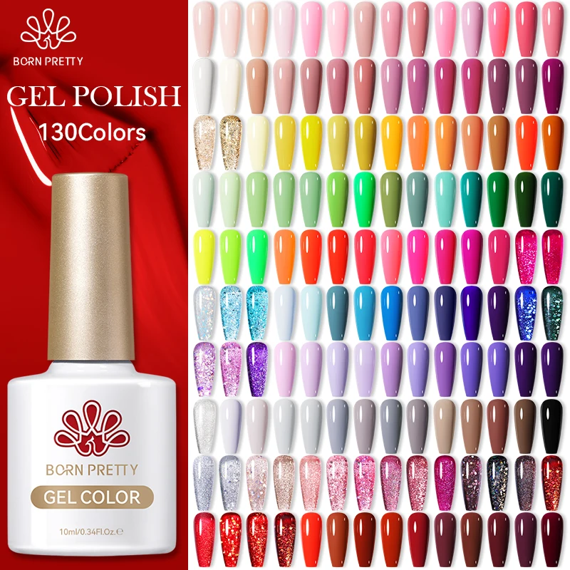 Narodený pekný 130Colors na nechtový gél lak 10 ml Vernis polotrvalý nechtový umenie manikúru nasiaknutá LED UV gél na nechty na nechty na nechty