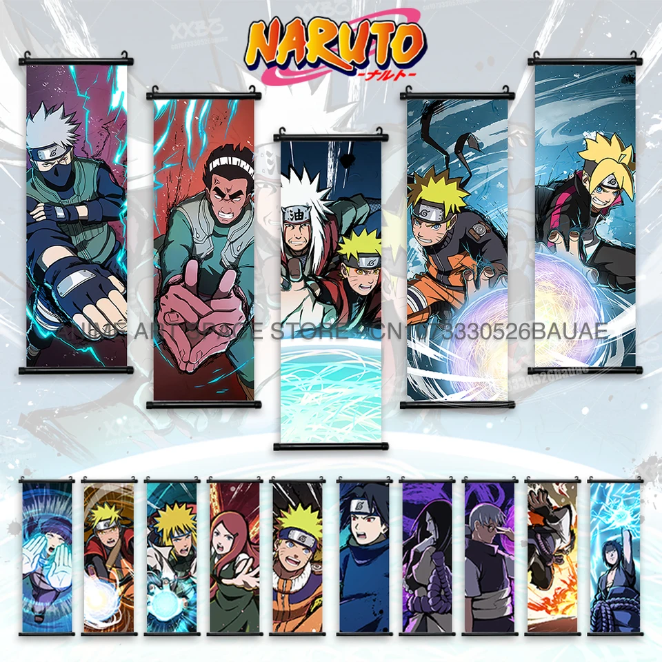 Naruto Hanging Painting Boruto Wall Artwork Uchiha Sasuke Scrolls Obrázok Jiraiya Anime plagát Hsarada Domáca dekorácia Darček