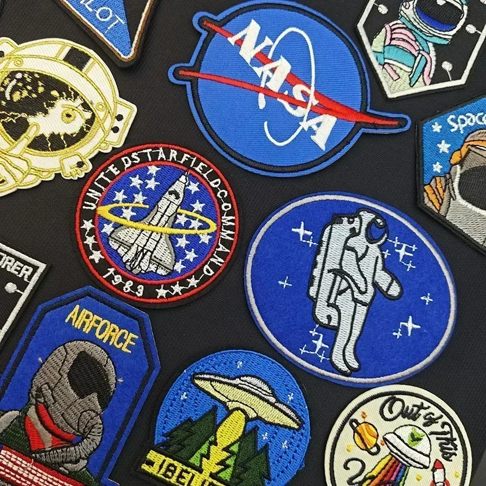 NASA Patches vyšívané kreslené železo na aplikácii astronauty žehliace nálepky pre odevy termoadhezívne batoh klobúk dekorácia