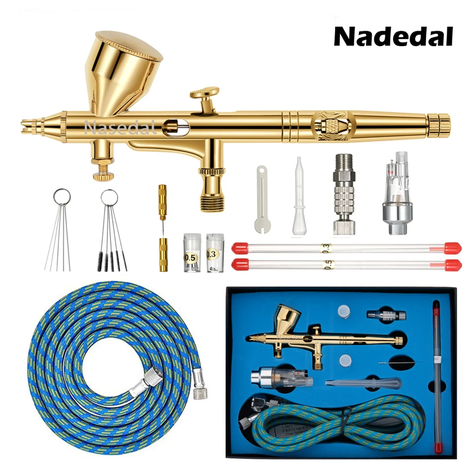 NASEDAL Gravity Dual-Action Mini 9cc Airbrush Paint Chot Spray Gun make-up sada Tattoo Art DIY Nástroj 0,2 mm/0,3 mm/0,5 mm