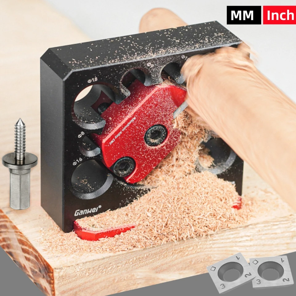 Nastaviteľná metrika výrobcu hmoždiniek a palec s karbidovým čepeľou elektrická vŕtačka mletia guľatá Round Round Auxiliary Tool Woodworking Tool