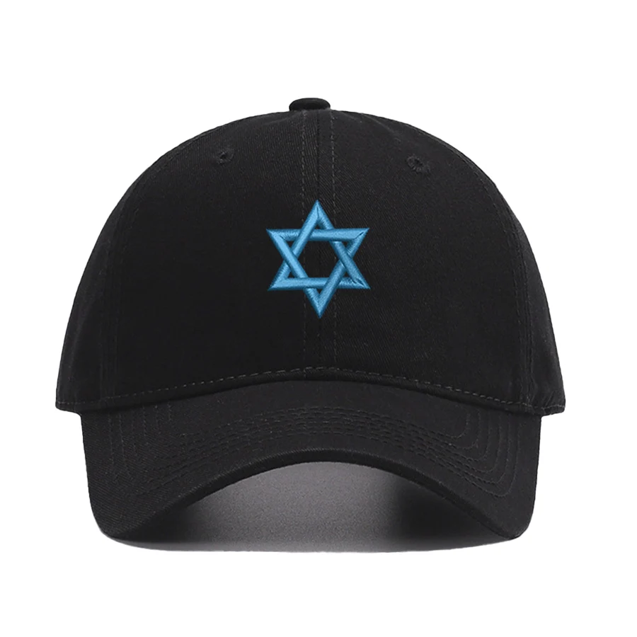 Nastaviteľná vyšívaná modrá hviezda Davida Izraela Baseball Cap Soft Cotton Sun Hat pre mužov a ženy dospelý Snapback Sunbonnet
