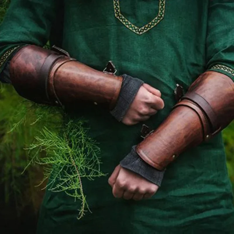 Nastaviteľné cosplay stredoveké punk cyklista náramok Faux kožené rukavice náramok