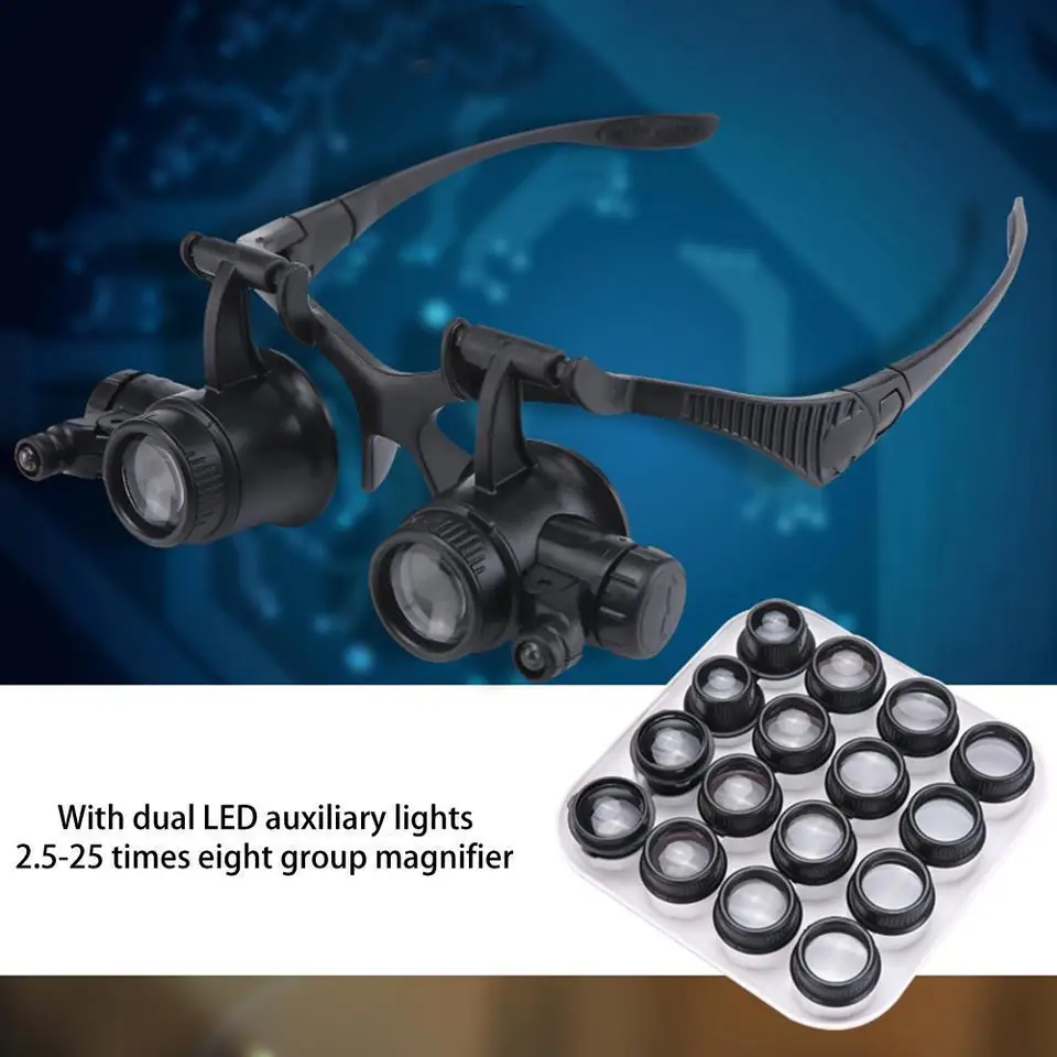 Nastaviteľné Loupe Double Light Light Light Light Light Land Lablifier Glass LACKIFIKOVANÉ OBLASTI W/objektív