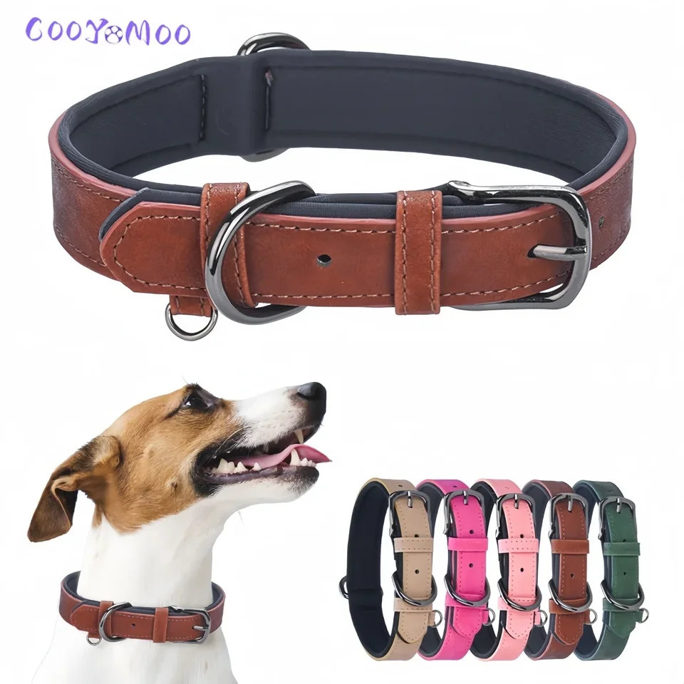 Nastaviteľné mäkké čalúnené psie obojky pu kožené psie golier náhrdelník Pet Hereplace pre malé stredne veľké psy pitbull labrador mops
