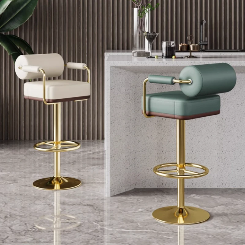 Nastaviteľné stoličky na odpočinok Arm Rast Bar Stoličky Kvalitné moderné zlaté biele otočné barové stoličky Kov Kov Comfort Taburete Cocina House príslušenstvo