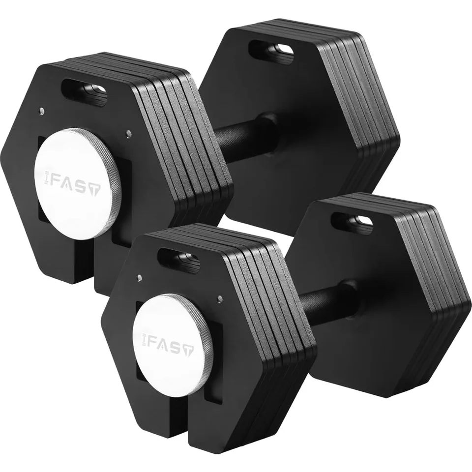 Nastaviteľné činky sada 160 lb hex činky 9 v 1 voľných závažiach pre zámok nastaviteľné súpravy činky s protišmykovou oceľovou rukoväťou