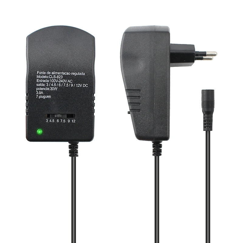 Nastaviteľný adaptér so 7 konvertorom konektora konektora 7 AC DC 220V 110V až 3V 4,5V 6V 7V 9V 12V DC Rôzne zdrojové napájacie napájanie 12Volt