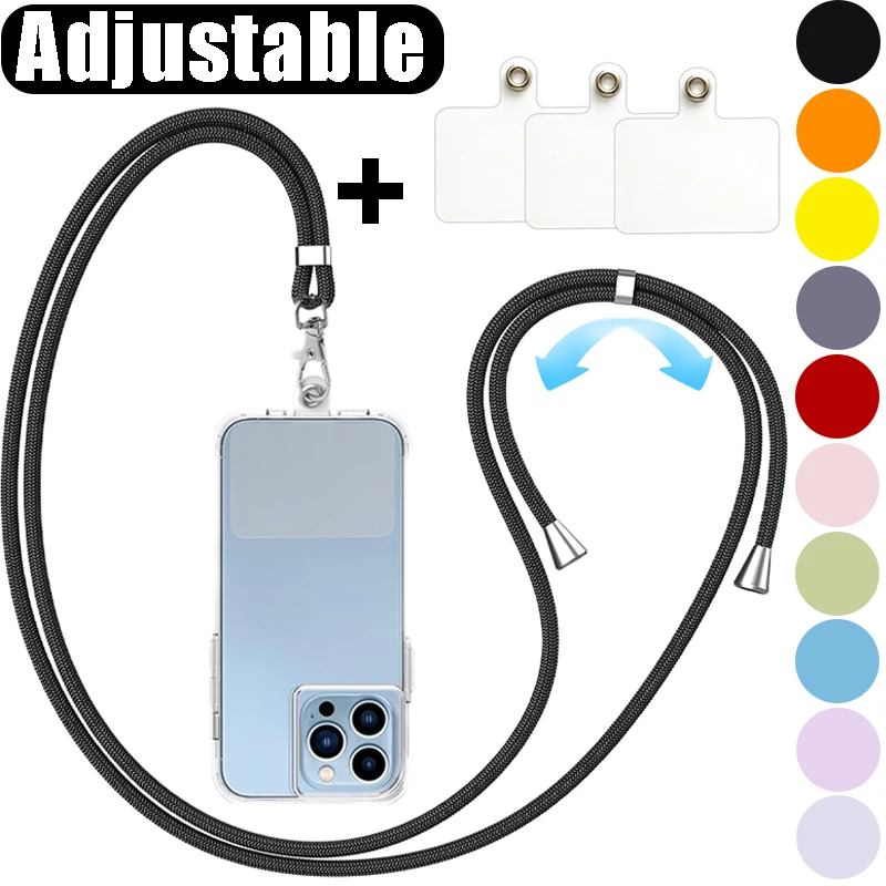 Nastaviteľný telefónny popruh s náplasťami Univerzálny telefón Krížový závesný lano krk popruh proti Lanyards mobilný telefón