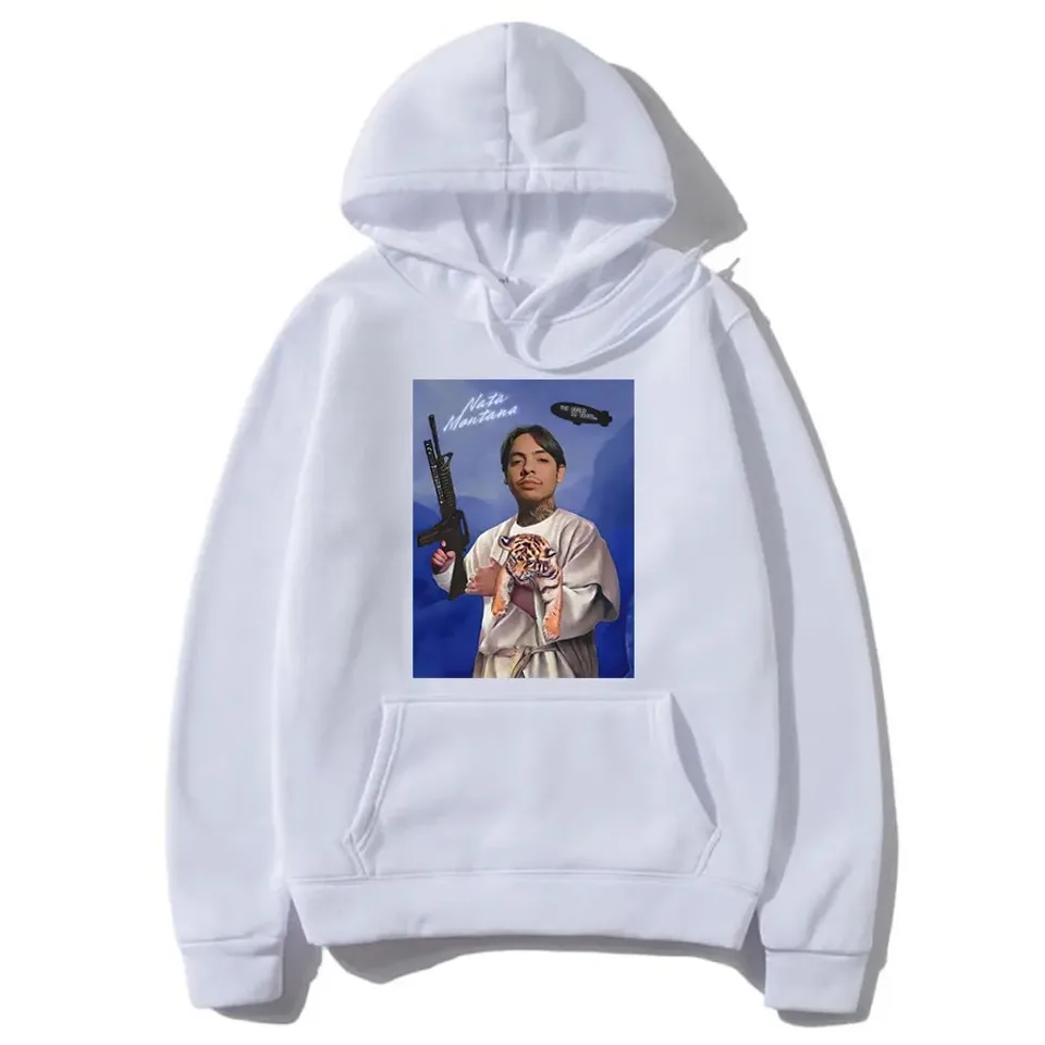 Natanael Cano Tiger Print Hoodie Funny Nata Montana Grafická mikina Muži Ženy Hip hop nadmerne nadmerne sa