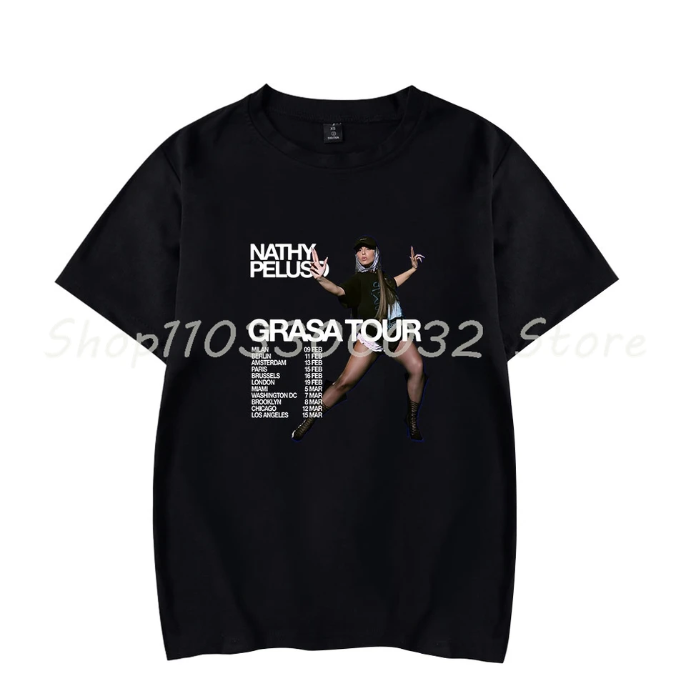 Nathy Peluso Grasa Tour Merch Tričko Men muž Crewneck Short Ruckve Fashion Tee