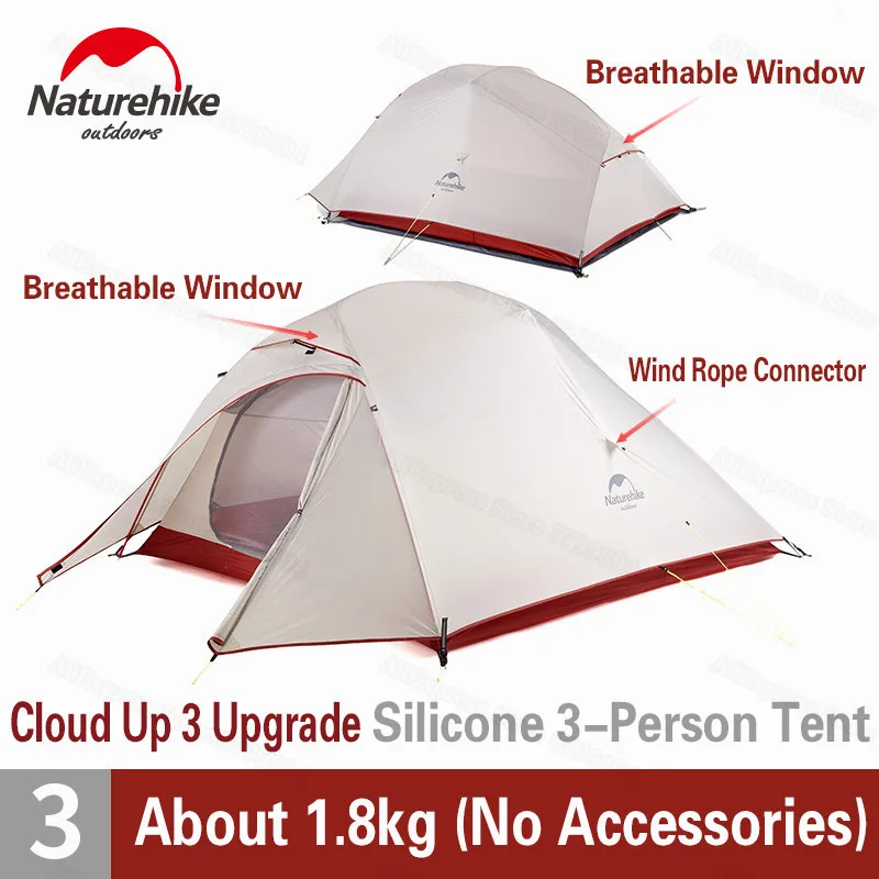 Naturehike upgrade Cloud Up 3 Kemping stan 3 osoby Prenosné vonkajšie cestovanie Ultralight turistického stanu 20D/210T