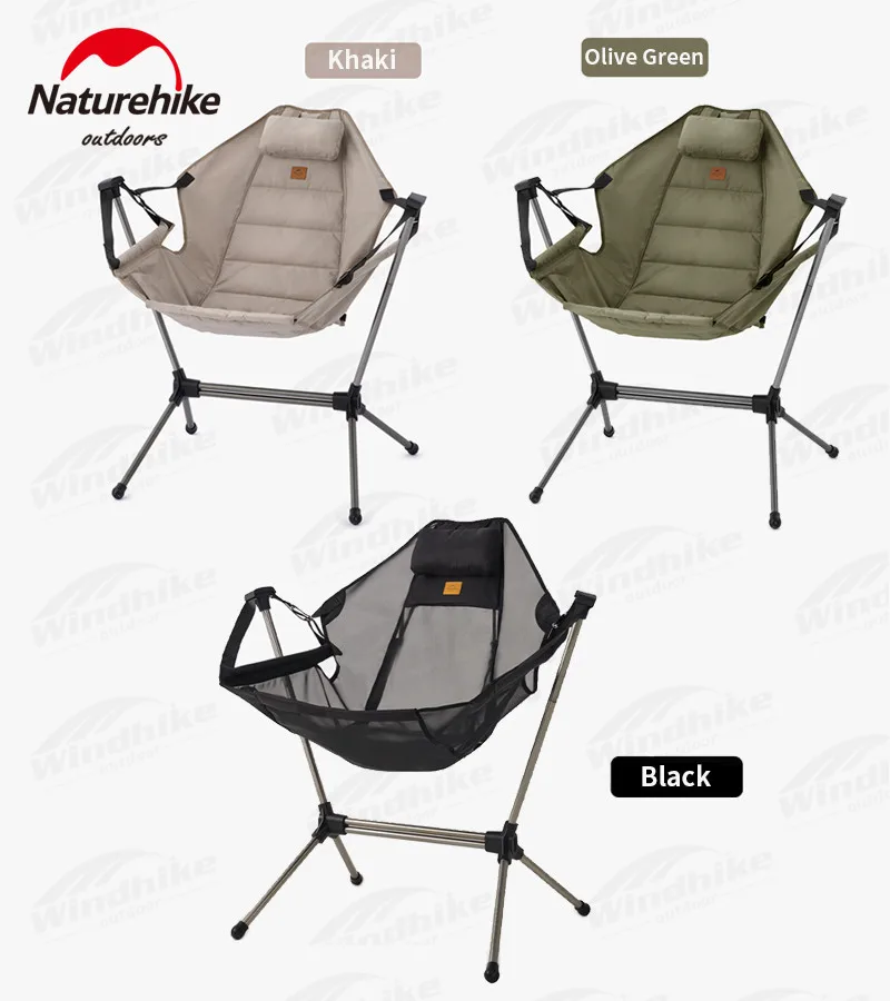 Naturehike yl11 vonkajšie skladacie hojdacie kreslo 160 ° Nastaviteľný uhlový prenosný rybár