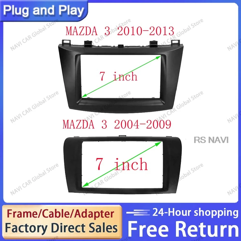 Navi 2 Din 7inch Radio Stereo Fascia Frame Panel Výmena výmeny pre Mazda 3/Axela 2004-2009 2010 2012 2012 2013 Montáž panela