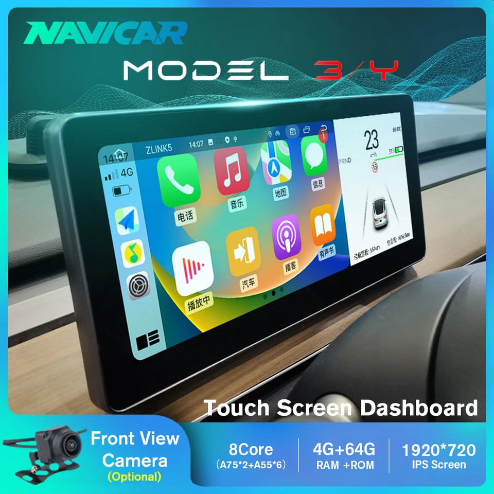 Navicar 10.25inch Center Console pre Tesla Model 3 Y Andriod 12 Dashboard Dashboard Dashboard Dashboard Android Auto CarPlay
