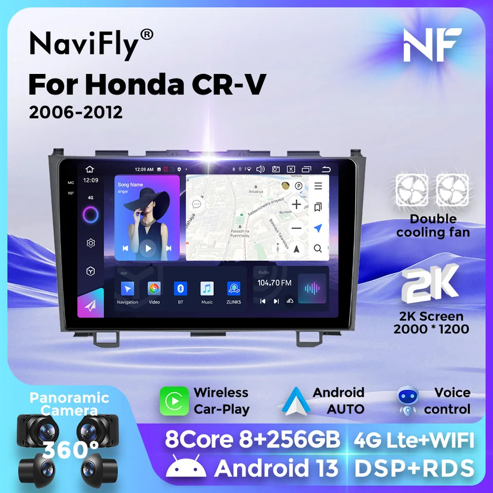 Navifly 2 Din Android Car Radio Multimedia Player pre Honda CR-V 3 RE CRV 2007-2011